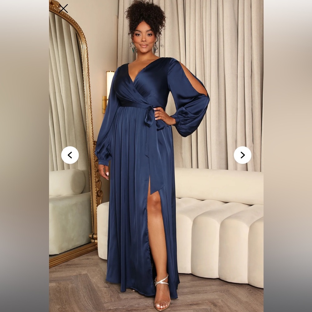 Devina Satin Maxi Dress - Navy - NWT